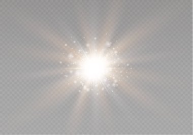Parlak ışık efekti. Parıltılı yıldız patlaması. Vektör illüstrasyonu.