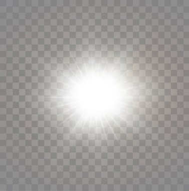 Parlak ışık efekti. Parıltılı yıldız patlaması. Vektör illüstrasyonu.