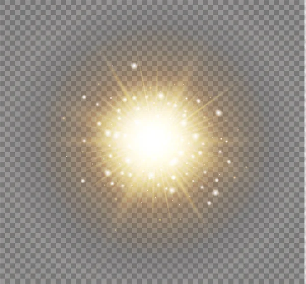 Efeito de luz brilhante. Estrela explodiu com brilhos. Ilustração vetorial . — Vetor de Stock