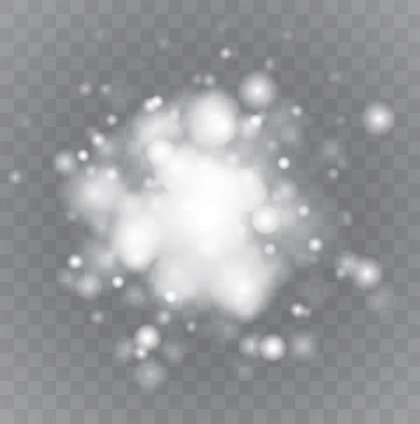 Белые искры и звезды блестят специальным светом Efft.snow . — стоковый вектор