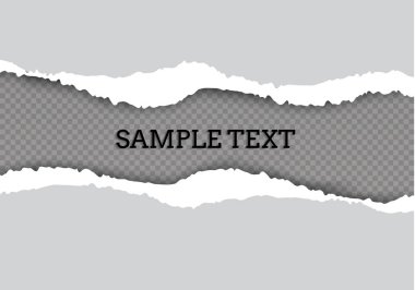Metin, vektör sanatı ve illüstrasyon için alanı olan pürüzsüz yırtık kağıt ve şeffaf arkaplan.