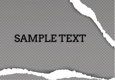 Metin, vektör sanatı ve illüstrasyon için alanı olan pürüzsüz yırtık kağıt ve şeffaf arkaplan.