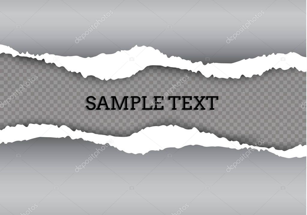 Seamless ripped paper and transparent background with space for text, vector art and illustration.