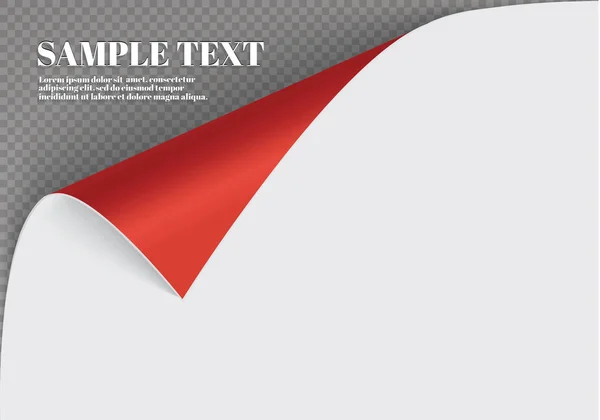 Sidan curl med skugga på ett tomt ark av papper, designelement för reklam och reklambudskap isolerad på vit bakgrund. EPS 10 vektorillustration. — Stock vektor