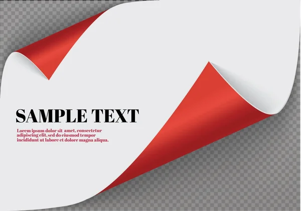 Pagina krullen met schaduw op een blanco vel papier, design element voor reclame en promotionele boodschap geïsoleerd op witte achtergrond. EPS 10-vectorillustratie. — Stockvector