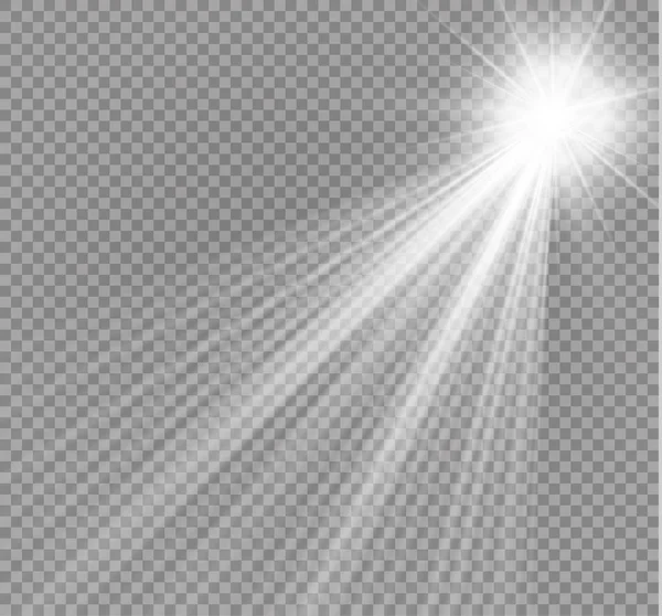 Векторное освещение. Луч свечения изолирован на прозрачном фоне. Векторная иллюстрация — стоковый вектор