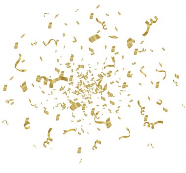 Altın konfeti, hücresel arka plan üzerinde izole. Festival vektör çizim şerit beyaz arka plan üzerinde küçük konfeti. Festival olay ve parti. Vektör sarı.