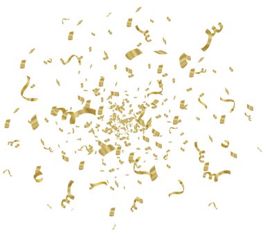 Altın konfeti, hücresel arka plan üzerinde izole. Festival vektör çizim şerit beyaz arka plan üzerinde küçük konfeti. Festival olay ve parti. Vektör sarı.