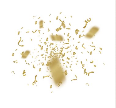 Altın konfeti, hücresel arka plan üzerinde izole. Festival vektör çizim şerit beyaz arka plan üzerinde küçük konfeti. Festival olay ve parti. Vektör sarı.