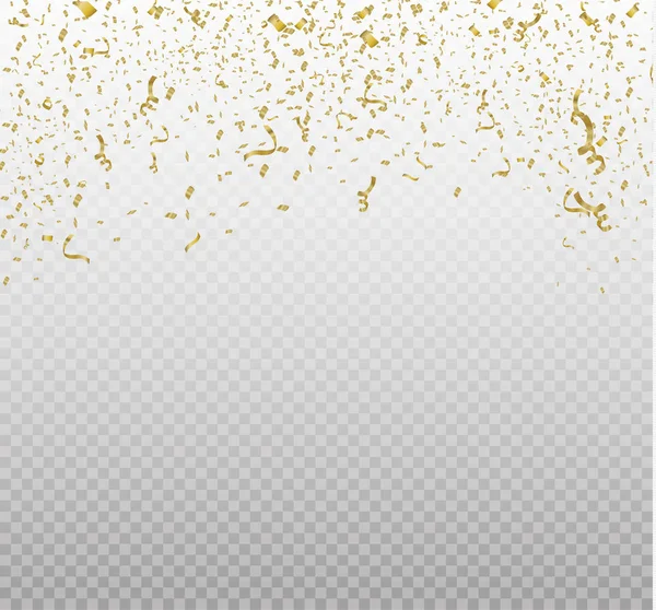 Confete dourado, isolado no fundo celular. Ilustração do vetor festivo Pequeno confete com fita sobre fundo branco. Evento festivo e festa. Vetor amarelo . — Vetor de Stock