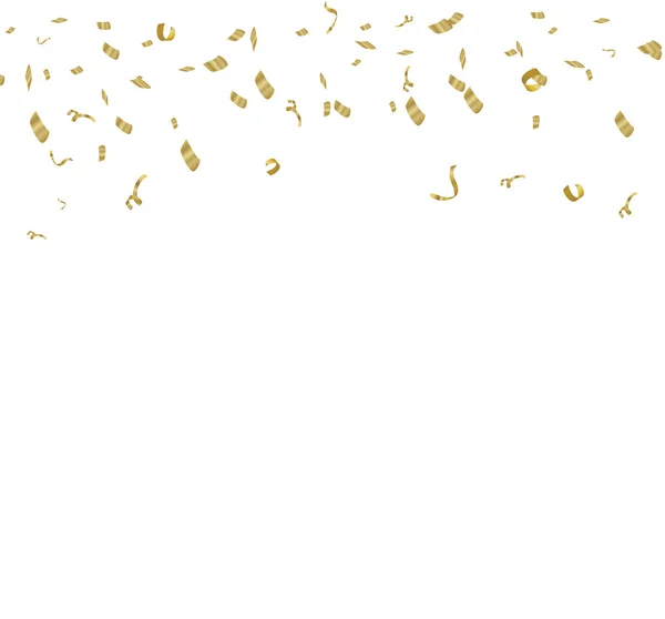 Confiti dorado, aislado sobre fondo celular. Ilustración vectorial festiva Pequeño confeti con cinta sobre fondo blanco. Evento festivo y fiesta. Vector amarillo . — Vector de stock