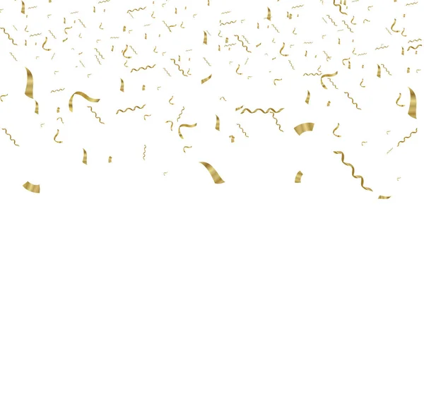 Confiti dorado, aislado sobre fondo celular. Ilustración vectorial festiva Pequeño confeti con cinta sobre fondo blanco. Evento festivo y fiesta. Vector amarillo . — Vector de stock