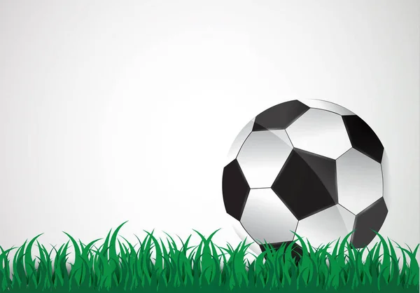 Der Ball liegt auf dem Rasen. ein Fußballspiel. Vektorillustration. einen schönen Ball und grünen Rasen. Fußball Liga Flyer Design-Vorlage. Fußball Plakat Einladung Fußball Sport. — Stockvektor