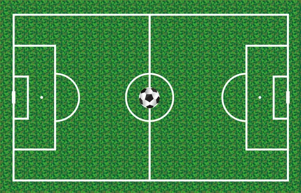 Der Ball liegt auf dem Rasen. Fußballspiel. Vektorillustration. schöner Ball und grünes Gras. Faltblatt-Design-Vorlage. Fußballplakat lädt zum Fußball ein. — Stockvektor