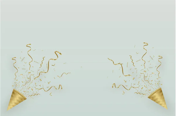 Confiti dorado, aislado sobre fondo celular. Ilustración vectorial festiva Pequeño confeti con cinta sobre fondo blanco. Evento festivo y fiesta. Vector amarillo . — Archivo Imágenes Vectoriales