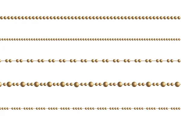 Una bella catena di colore dorato.String perline sono isolati realistici. Elemento decorativo della perla d'oro design.vector illustrazione . — Vettoriale Stock