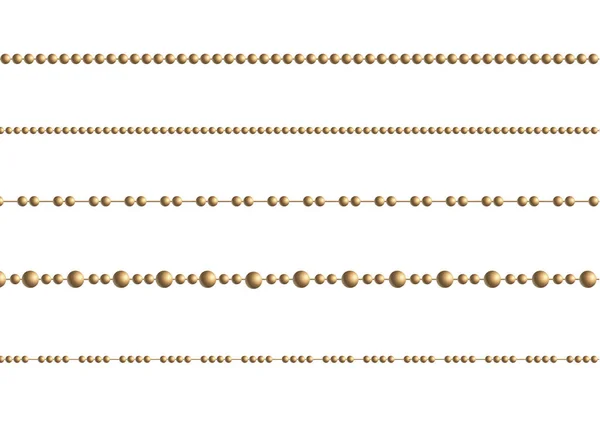 Eine schöne Kette aus goldenen Farb.String Perlen sind realistisch isoliert. dekoratives Element der Goldperle design.Vektor-Illustration. — Stockvektor