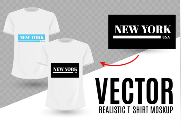 Preto e branco New York EUA gráfico moda label.Typography slogan para t-shirts, hoodies.Substitua o design com o seu design, alterar cores Mock-up T-shirt modelo . — Vetor de Stock