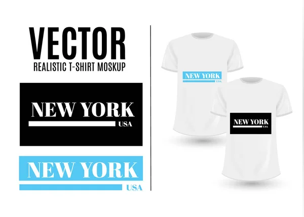 Černá a bílá New York Usa grafické módní značky. Typografie slogan pro trička, mikiny. Nahradit návrh s návrhem, změna barvy Mock-up T košile šablona. — Stockový vektor