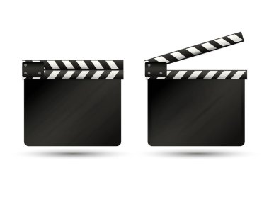 Bir beyaz background.film.time.vector örnek üzerinde gerçekçi clapper.cinema.Board.