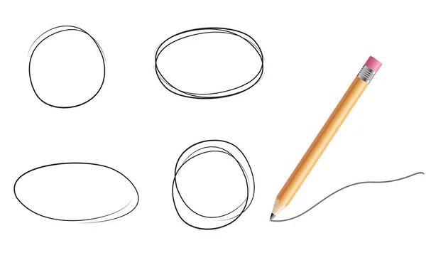 手描き (フリーハンド) 円のセット。ベクトルの要素。白い背景の上の図. — ストックベクタ