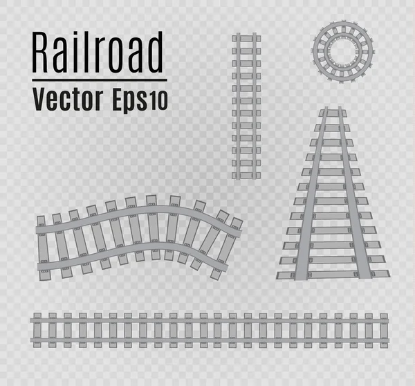 Modelo de vetor ferroviário. Conjunto de ferrovias isoladas . — Vetor de Stock