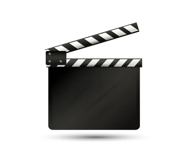 Reális clapper.cinema.Board, a fehér background.film.time.vector illusztráció. — Stock Vector