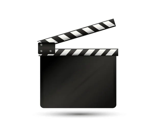 Realistische clapper.cinema.Board op een illustratie van de witte background.film.time.vector. — Stockvector