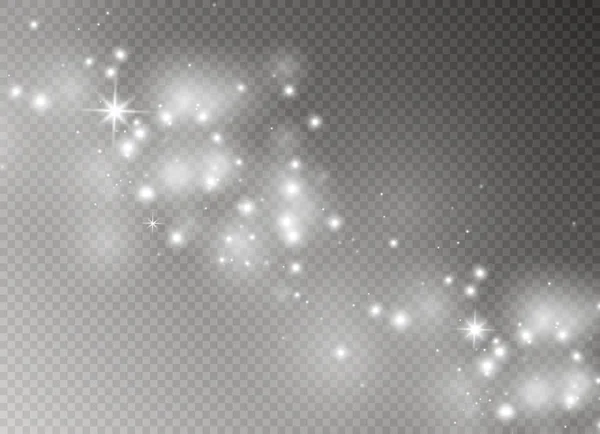 Bílých jisker a zlaté hvězdy třpytí speciální světelný efekt. Vektor jiskří na průhledném pozadí. Vánoční abstrakt — Stockový vektor