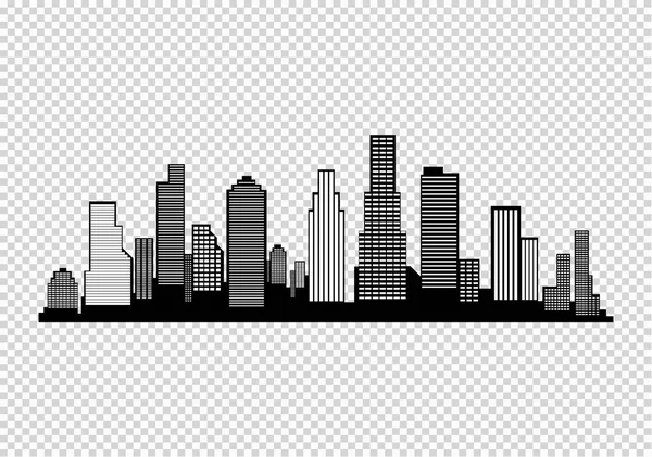 La silueta de la ciudad en un estilo plano. Ilustración de paisaje urbano moderno. — Vector de stock