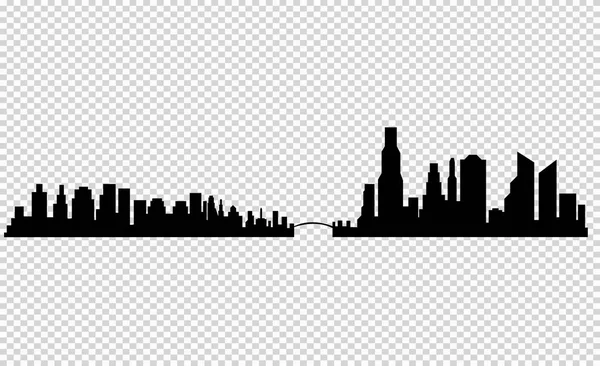 La silueta de la ciudad en un estilo plano. Ilustración de paisaje urbano moderno. — Vector de stock