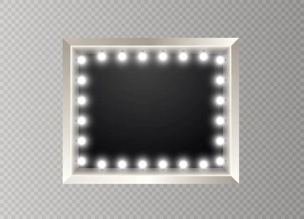 Голливудские Подсветка реалистичного баннера на прозрачном фоне. Векторные луковицы. Вечеринка в Лас-Вегасе. Плакат светящихся огней для дизайна рекламы . — стоковый вектор
