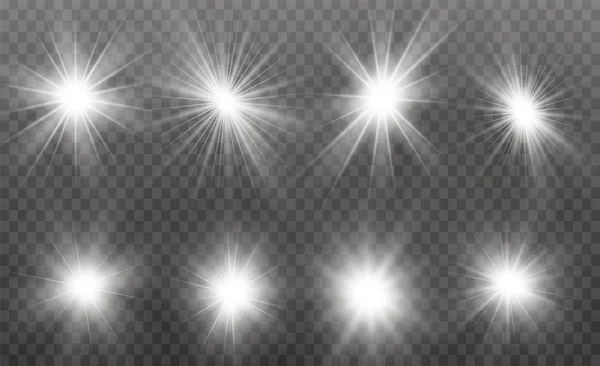 밝은 빛 효과. 별이 반짝 이는 소리가 났다. 벡터 일러스트. — 스톡 벡터