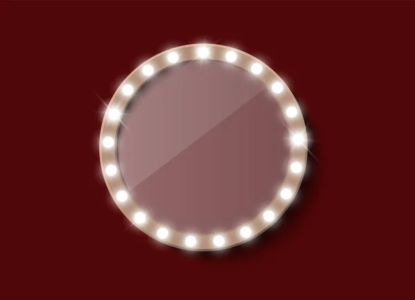 Specchio trucco isolato con luci dorate. Illustrazione vettoriale — Vettoriale Stock
