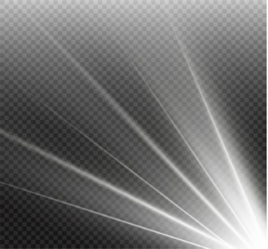 Saydam arka plan üzerinde beyaz parlak ışık patlaması patlama. Vektör çizim ışık efekti dekorasyon Ray. Parlak yıldız. Yarı saydam Parlatıcı güneş, parlak parlama. Merkezi canlı flaş.