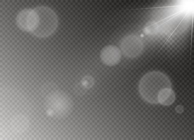 Vektör şeffaf güneş ışığı özel lens flare ışığı efekti. Güneş flash.