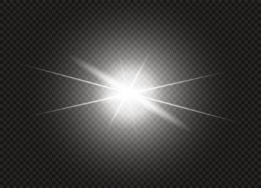 Parlak ışık efekti. Parıltılı yıldız patlaması. Vektör illüstrasyonu.