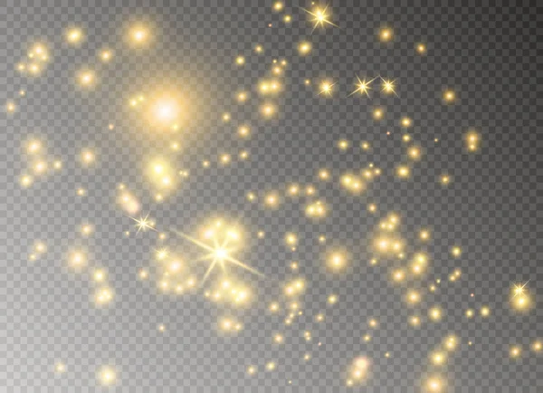 白色的火花和金色的星星闪耀着特殊的光效果。矢量在透明背景上闪闪发光。圣诞节摘要 — 图库矢量图片