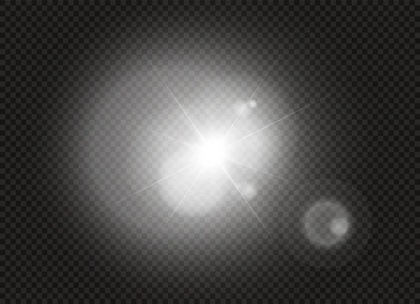 矢量透明阳光特殊透镜耀斑光效应。太阳闪光. — 图库矢量图片