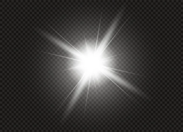 Ragyogó fényhatás. Csillagkitörés szikrákkal. Vektorillusztráció. — Stock Vector