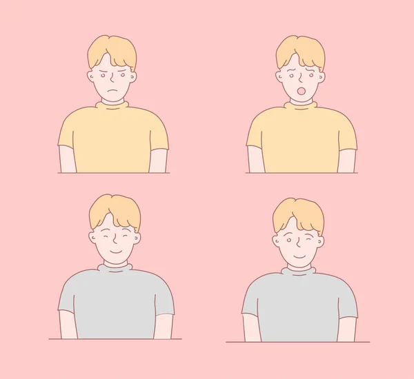 Garçon visage émotions — Image vectorielle