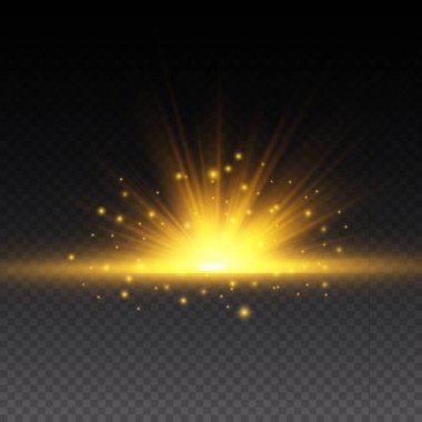 Parlayan şeffaf güneş.