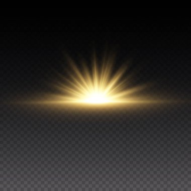 Parlayan şeffaf güneş.