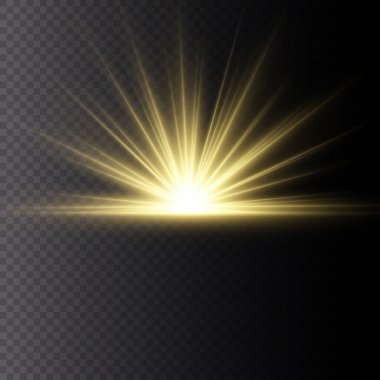 Parlayan şeffaf güneş.