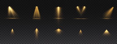 Sarı spot ışıkları parlıyor.