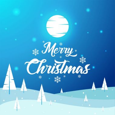 Merry Christmas - güzel kış manzara, düz, yeni yıl, vektör çizim