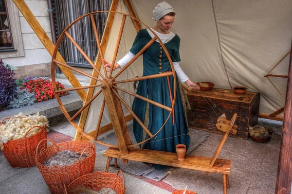 Weergave Van Een Weaver Werkt Uit Periode Van Heilige Romeinse — Stockfoto