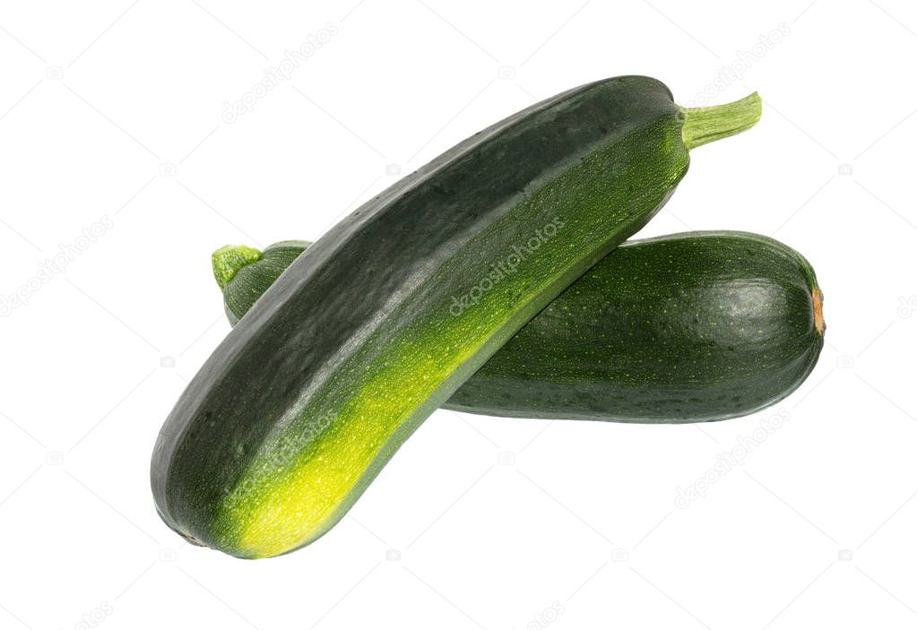 Zucchini isolated. Zucchini or courgettes isolated on white.
