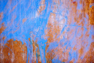 Mavi boya ahşap tahta ile boyalı