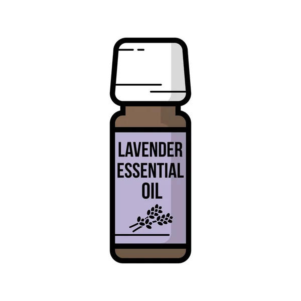 Vintage pictogram lavendel etherische olie glazen flacon — Stockvector